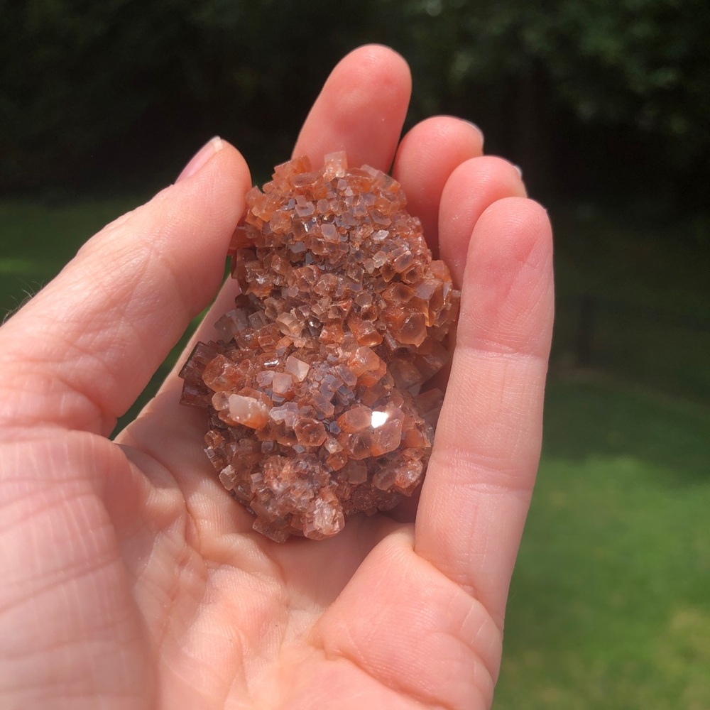 Aragonite Cluster Crystal - Warm Brown/Orange Sparkle